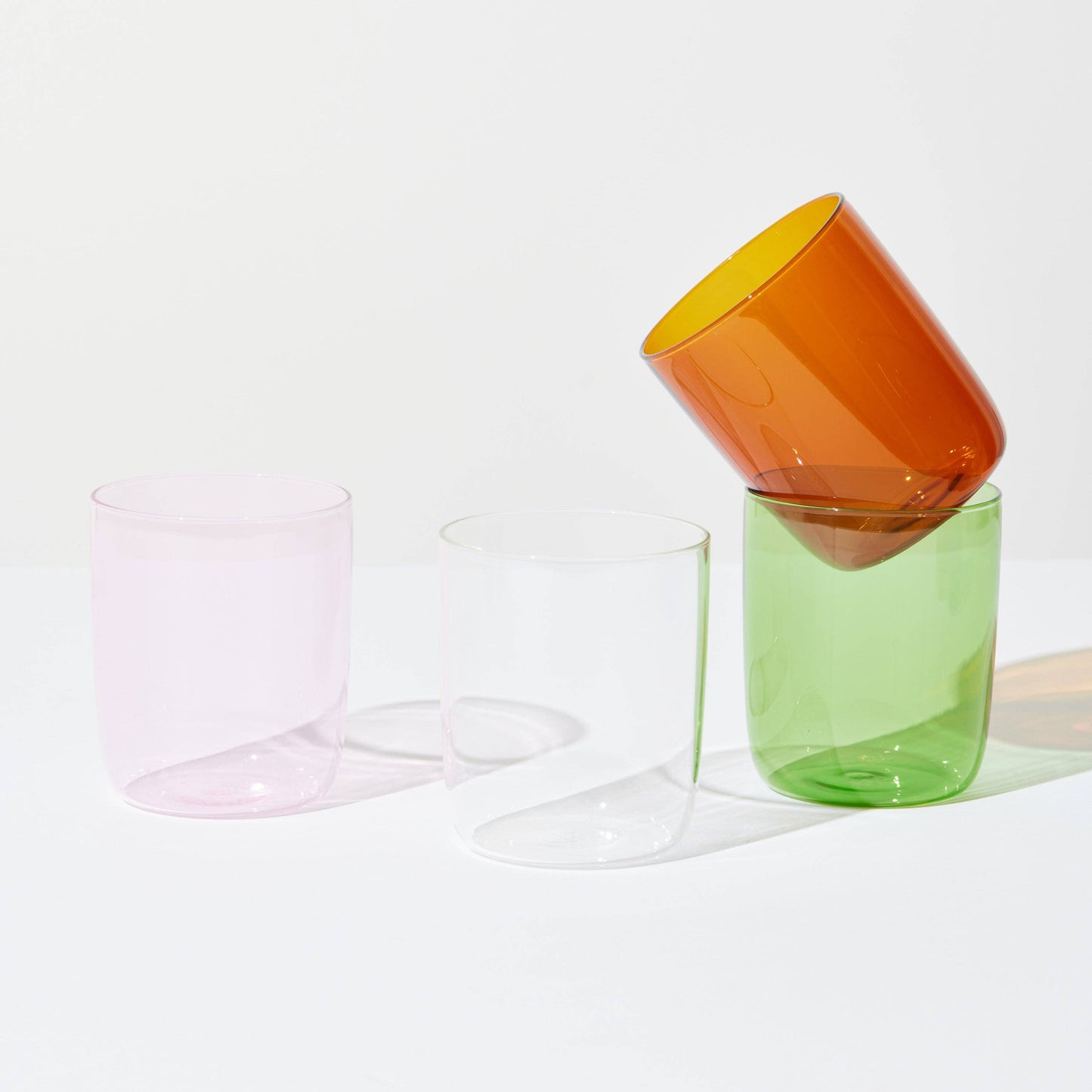BELLY SET OF 4 CUPS MIX AND MATCH: Pink Clear Amber Green